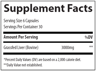 TMAncestral Beef Liver Trace Minerals Research supplement facts