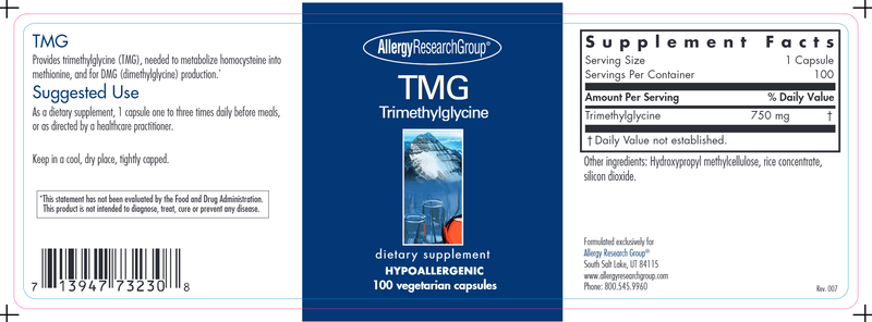 TMG (Allergy Research Group) label