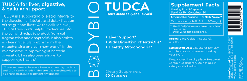 TUDCA (BodyBio) Label