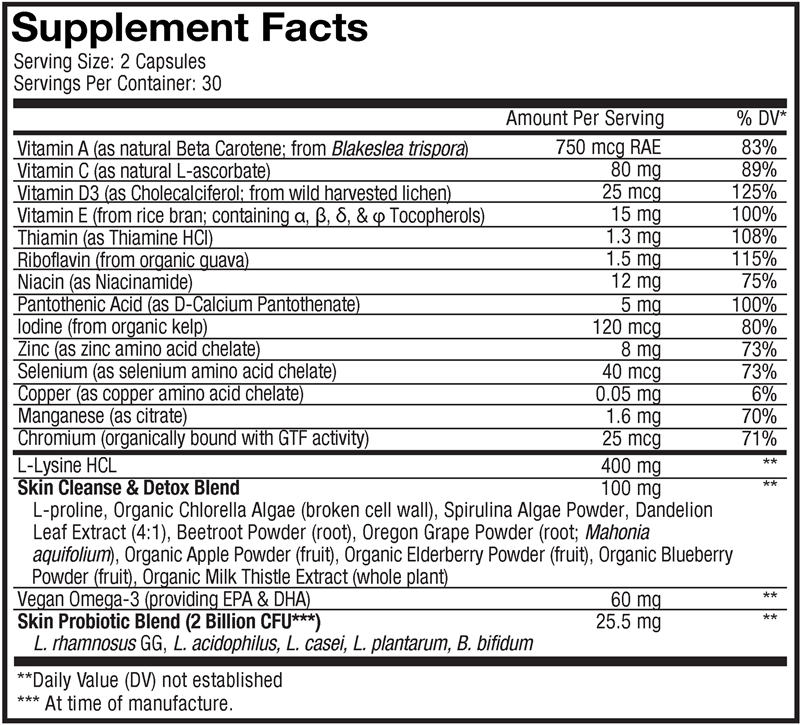 Teen Clearface Codeage Supplement Facts