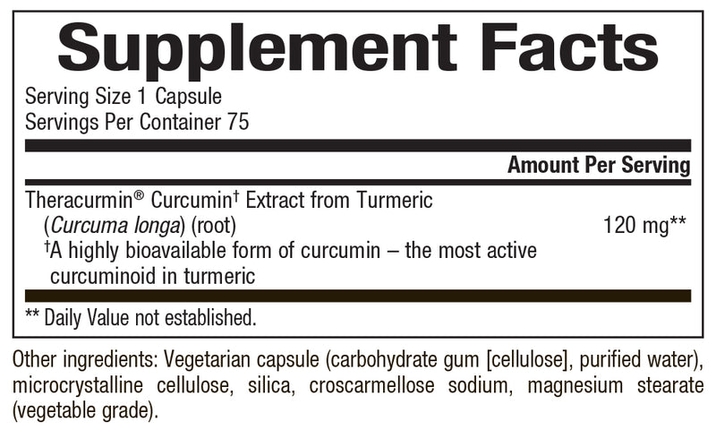 Theracurmin 2X (Bioclinic Naturals) Supplement Facts