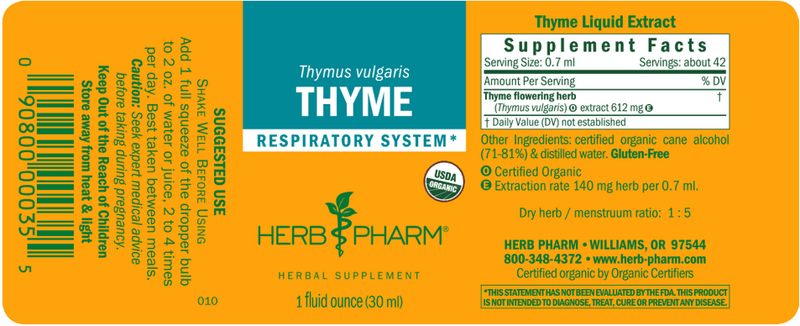 Thyme label Herb Pharm