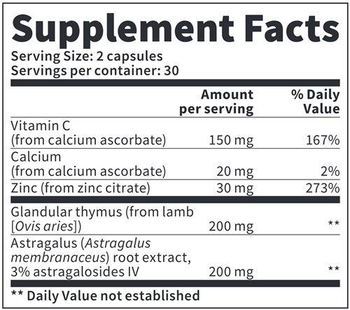 ThymoPress Vitazan Pro Supplement Facts