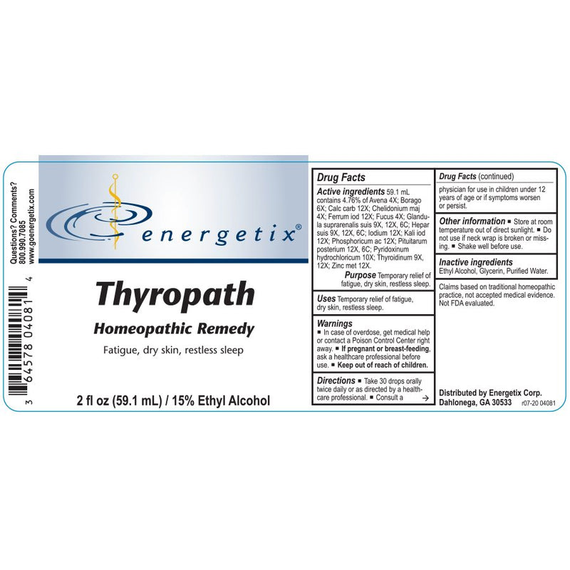 Thyropath 2 oz (Energetix) Label