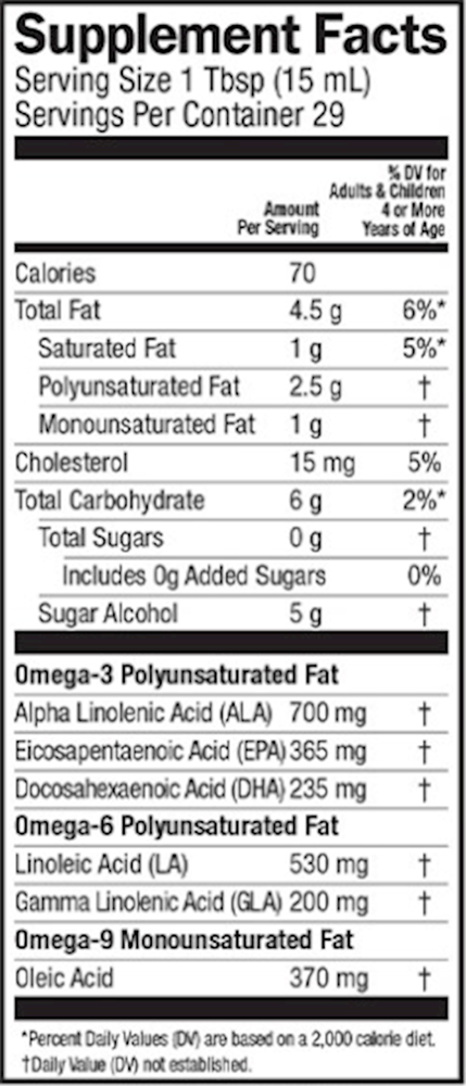 Total Omega 3-6-9 Orange Cream (Barlean's Organic Oils) supplement facts