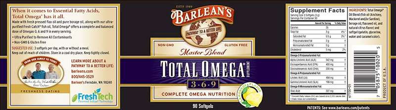 Total Omega Lemonade Flavor (Barlean's Organic Oils) Label