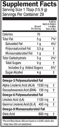 Total Omega Pomegranate/Blueberry Vegan Swirl (Barlean's Organic Oils) supplement facts