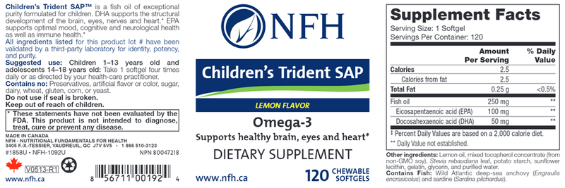 Trident SAP 66:33 (NFH Nutritional Fundamentals) 120ct Label