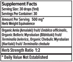 Triphala Liquid Extract Organic (Banyan Botanicals) Supplement Facts