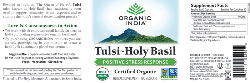 Tulsi-Holy Basil 180ct (Organic India) Label