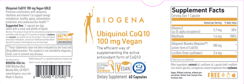 Ubiquinol CoQ10 Vegan GOLD Biogena Label