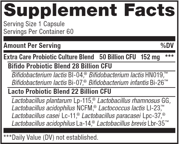 Ultimate Flora Extra Care 50B (Renew Life) Supplement Facts