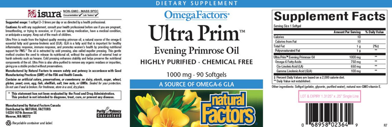 Ultra Prim EPO 1,000 mg (Natural Factors) 90ct Label