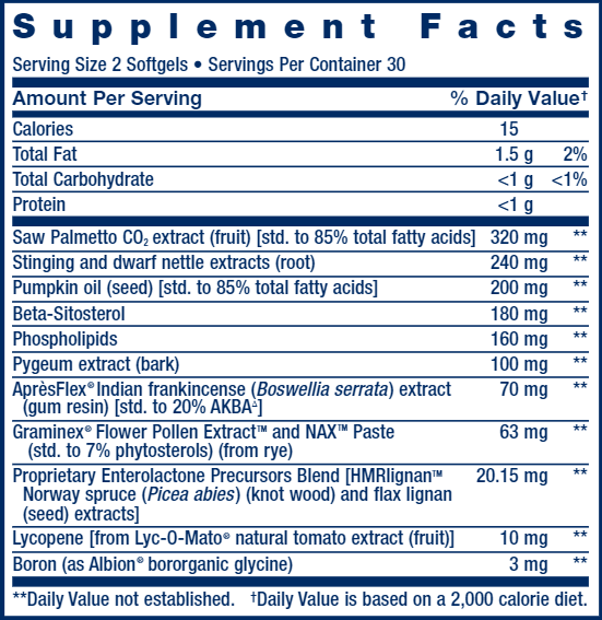 Ultra Prostate Formula (Life Extension) Supplement Facts