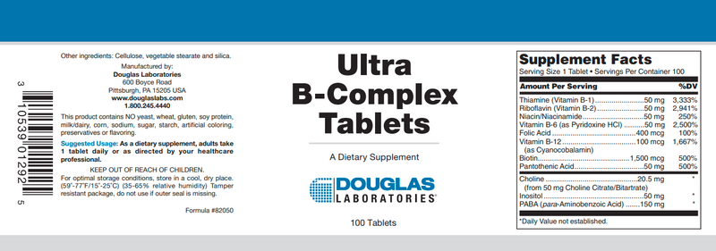 Ultra B-Complex Tablets (Douglas Labs) Label