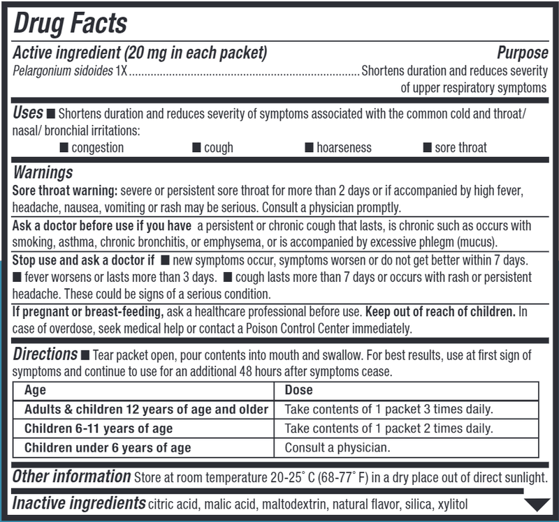 Umcka Coldcare Kids Cherry (Nature's Way) Supplement Facts