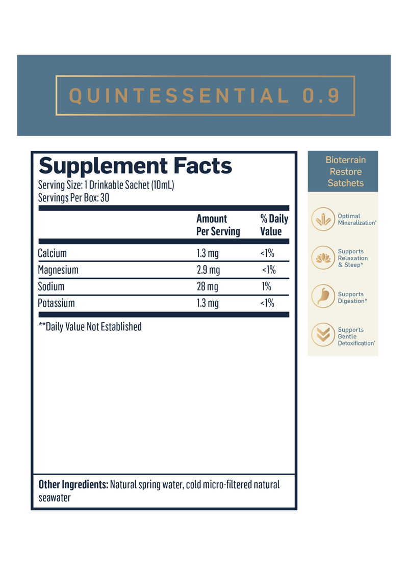 Quintessential 0.9 (Quicksilver Scientific) Supplement Facts