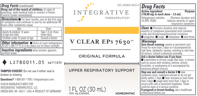 V Clear EPS 7630 Liquid 1 oz (Integrative Therapeutics) Label