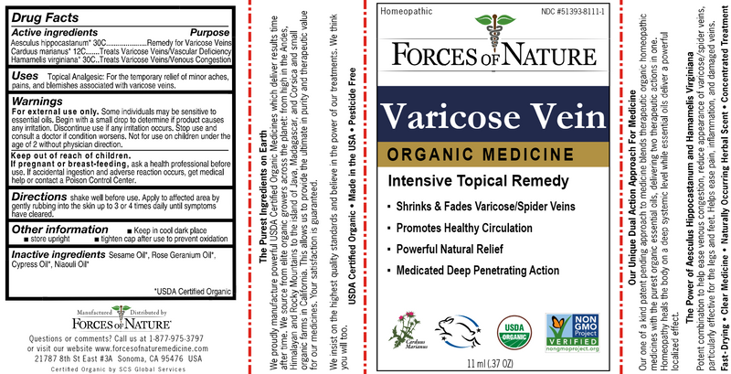 Varicose Vein Organic (Forces of Nature) Label