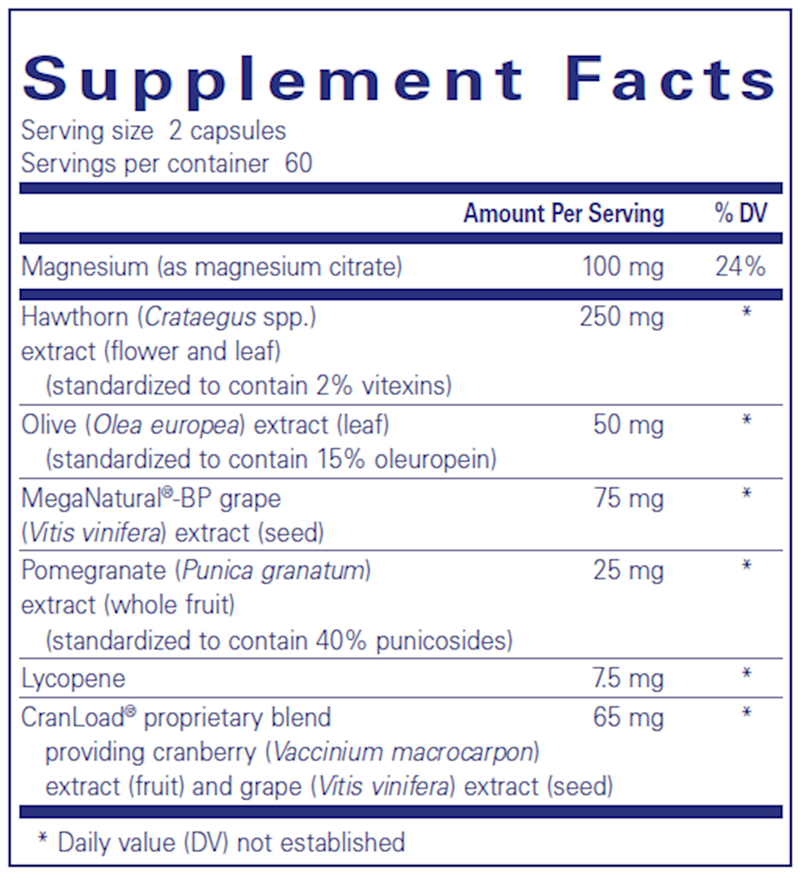 Vascular Relax* (Pure Encapsulations) supplement facts