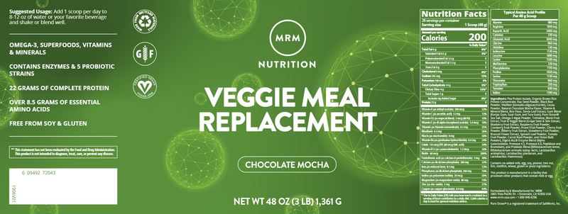 Veggie Meal Replace Choc Mocha (Metabolic Response Modifier) Label