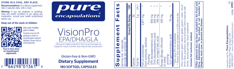 VisionPro EPA/DHA/GLA 180 Count