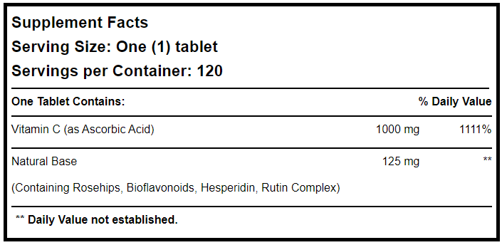 Vitamin C-1000 SR Progena Supplement Facts