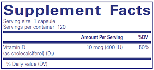 Vitamin D3 10 mcg (400 IU) 120 Count