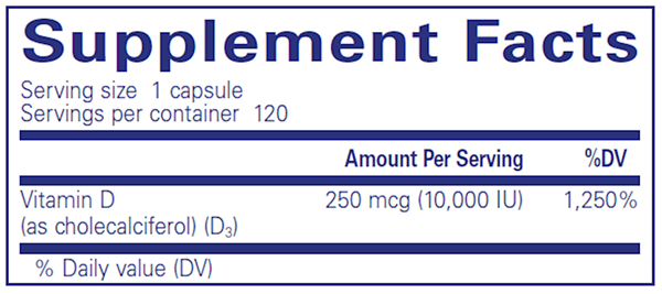 Vitamin D3 250 mcg (10,000 IU) 120 Count