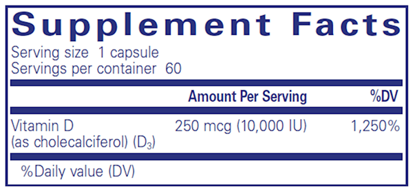 Vitamin D3 250 mcg (10,000 IU) 60 Count