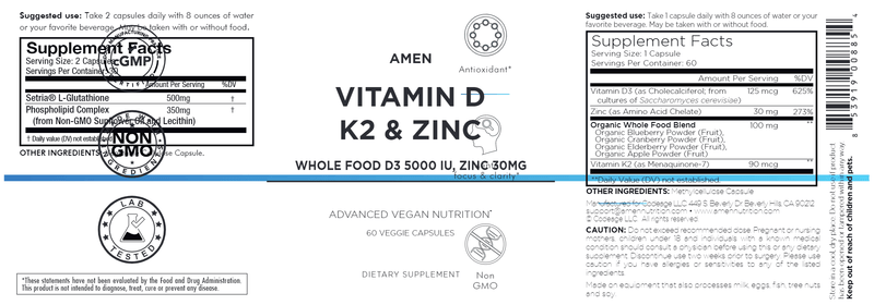 Vitamin D K2 & Zinc Amen Label