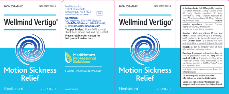 Wellmind Vertigo Tablets (MediNatura Professional) Label