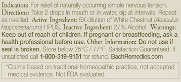 White Chestnut Flower Essence (Nelson Bach) Ingredients