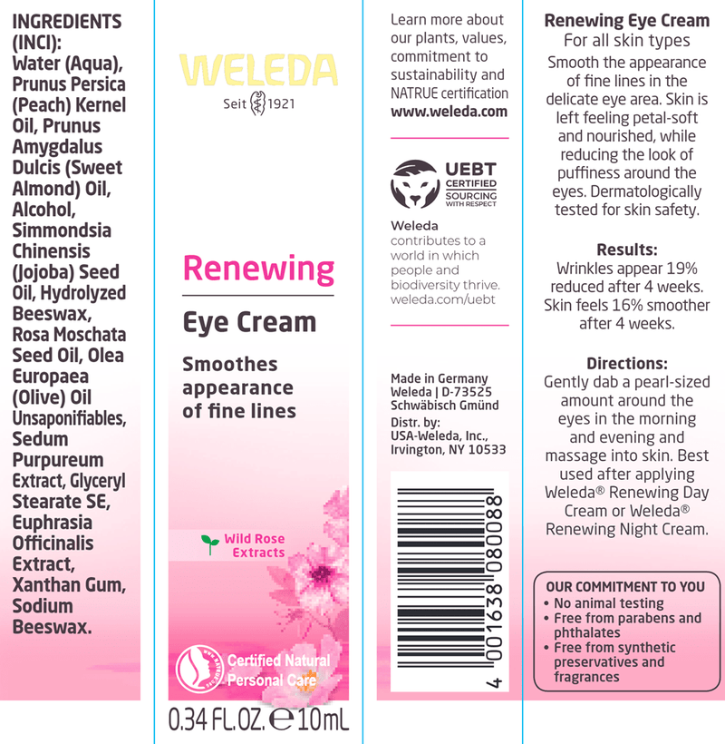 Wild Rose Smoothing Eye Cream (Weleda Body Care) Label