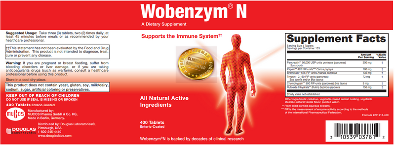 Wobenzym N Revised 400 Count