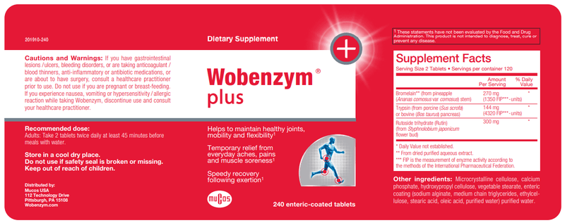 BACKORDER ONLY - Wobenzym Plus 240 Count