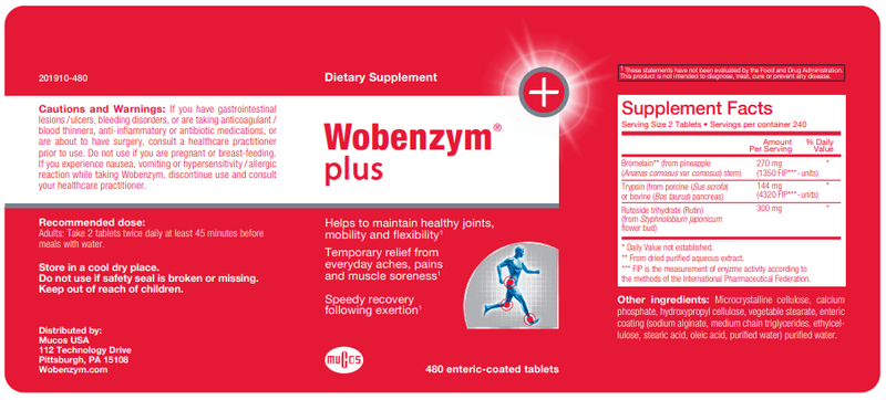 BACKORDER ONLY - Wobenzym Plus 480 Count