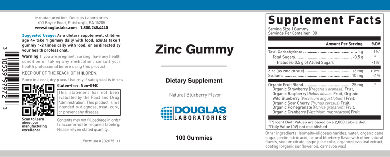 ZINC GUMMY (Douglas Labs) Label