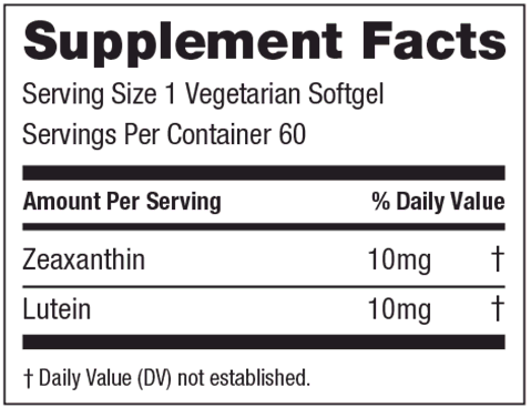 Zeaxanthin and Lutein (EyePromise) Supplement Facts