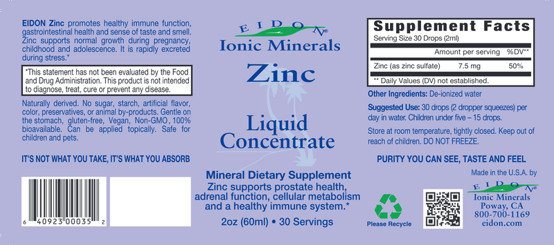 Zinc Liquid (Eidon) Label