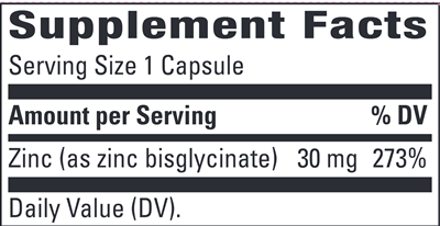 Zinc Chelate (Integrative Therapeutics) Supplement Facts