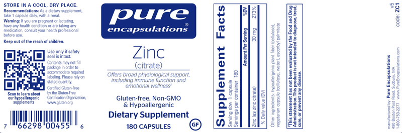 Zinc (Citrate) 180ct