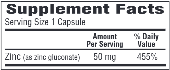 Zn-50 Zinc Gluconate (Bio-Tech Pharmacal) Supplement Facts