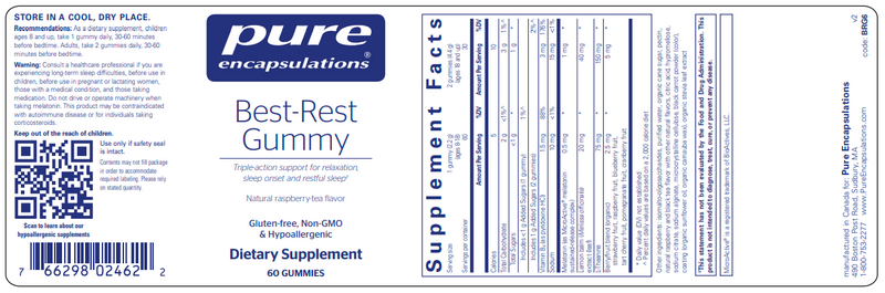 Best-Rest Gummy (Pure Encapsulations) label