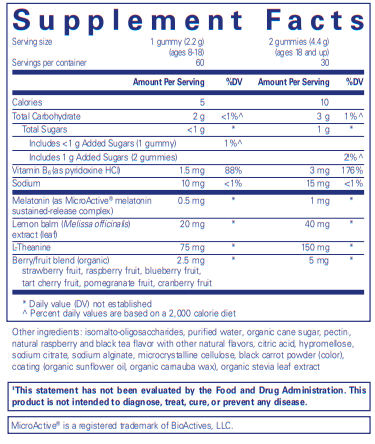 Best-Rest Gummy (Pure Encapsulations)  supplement facts