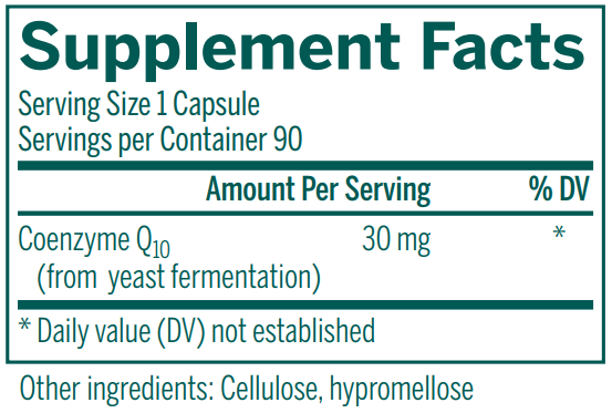 CoQ10 30 (90 Caps) (Genestra) supplement facts