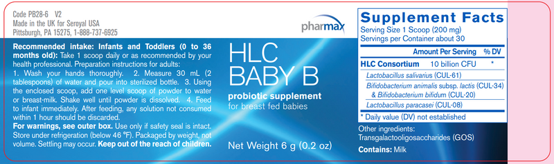 HLC Fit for School (Pharmax) label