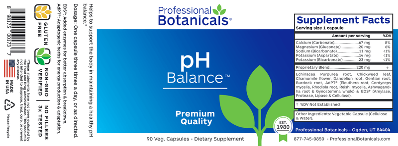 pH Balance (Professional Botanicals) Label